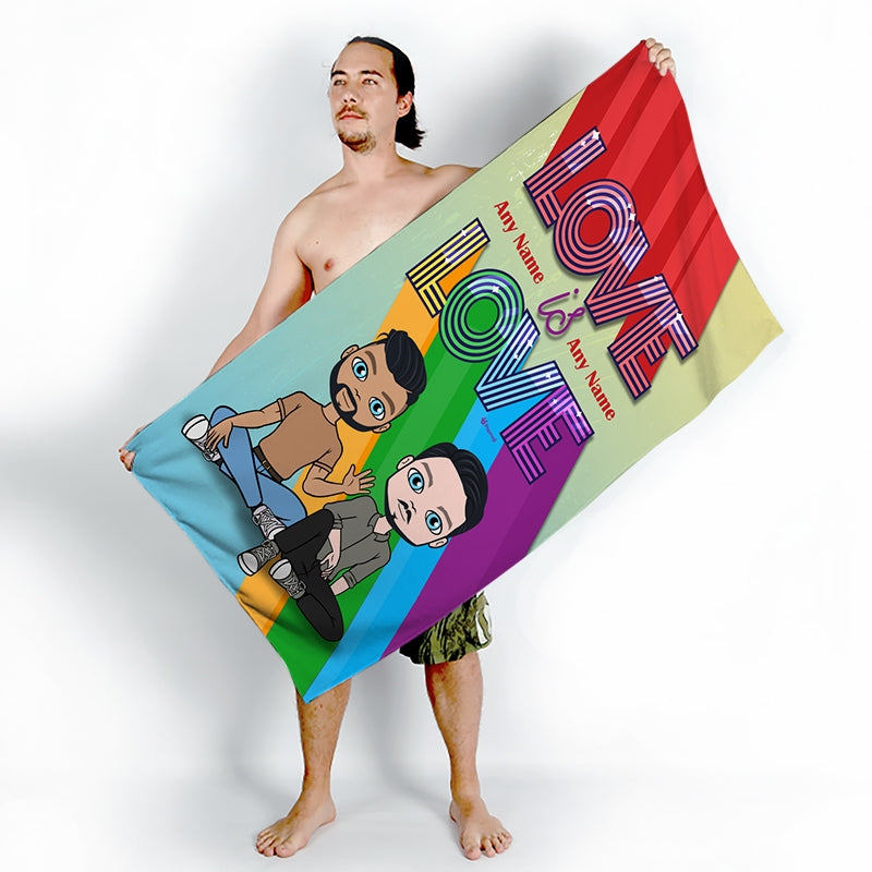 Multi Character Couples Love Is Love Beach Towel - Image 2