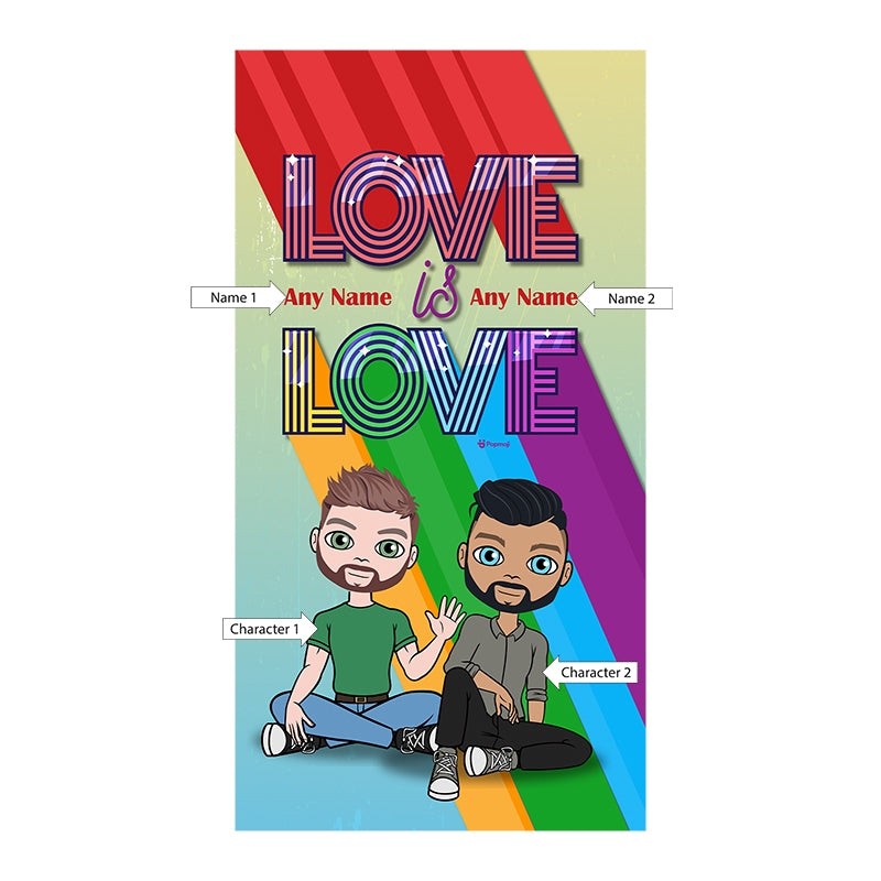 Multi Character Couples Love Is Love Beach Towel - Image 4