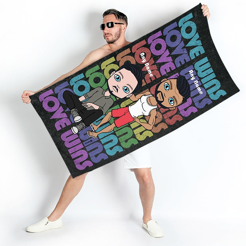 Multi Character Couples Love Wins Beach Towel - Image 1