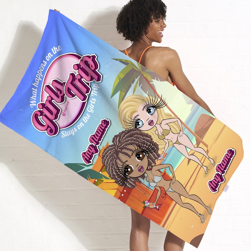 Multi Character Personalised Stays On Girls Trip Beach Towel - 2 Women - Image 3