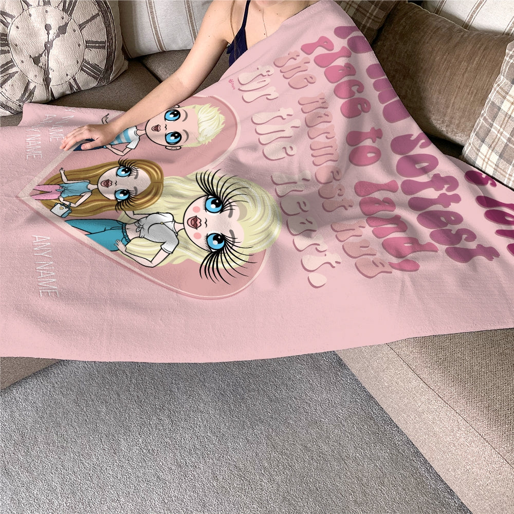 Multi Character Softest Place To Land Woman And 2 Children Fleece Blanket - Image 5