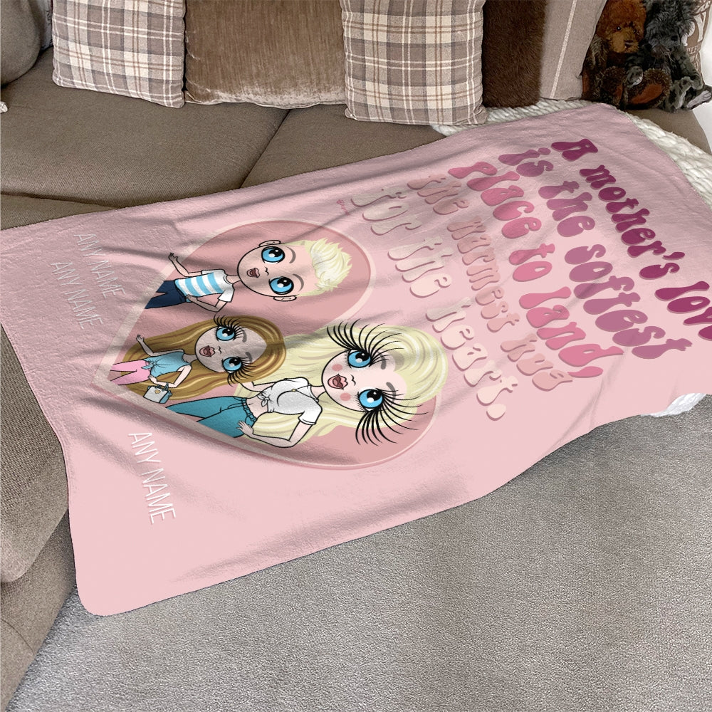 Multi Character Softest Place To Land Woman And 2 Children Fleece Blanket - Image 3