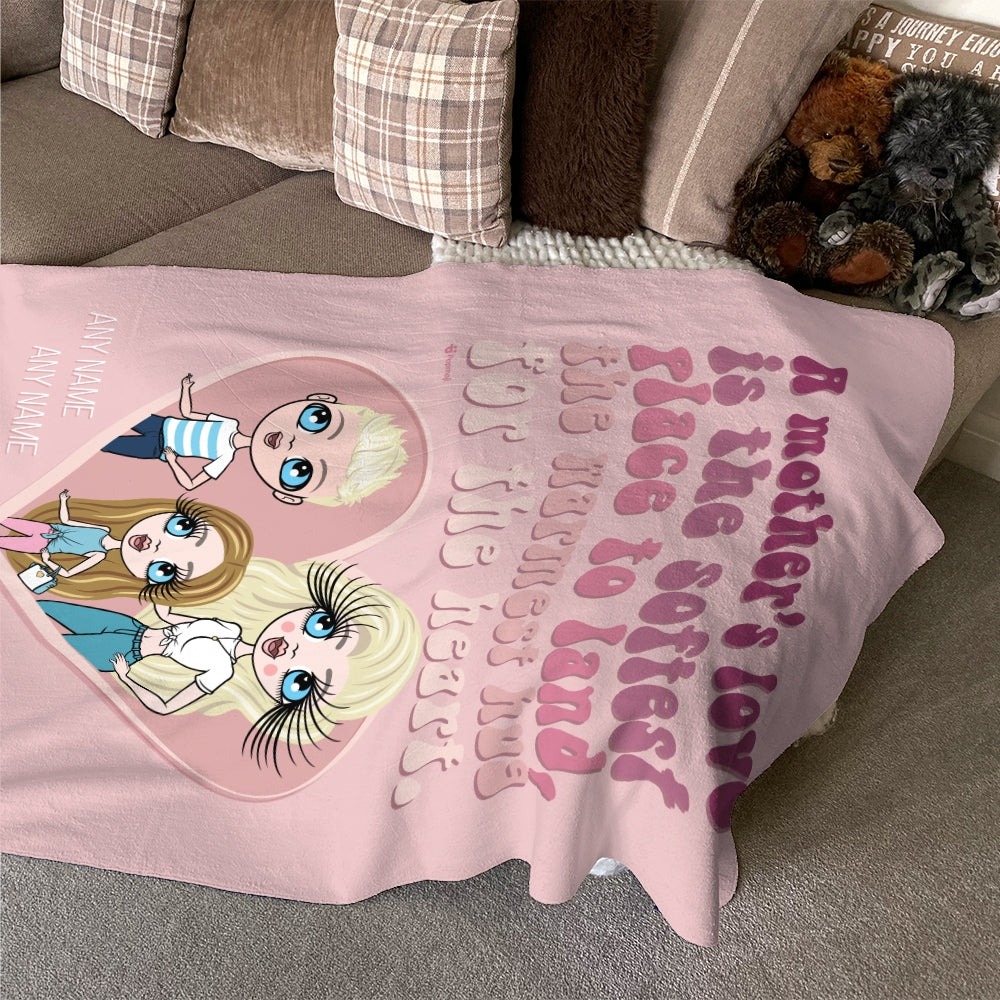 Multi Character Softest Place To Land Woman And 2 Children Fleece Blanket - Image 7