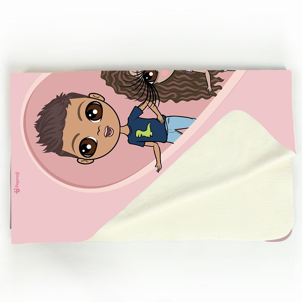 Multi Character Softest Place To Land Woman And 2 Children Fleece Blanket - Image 1