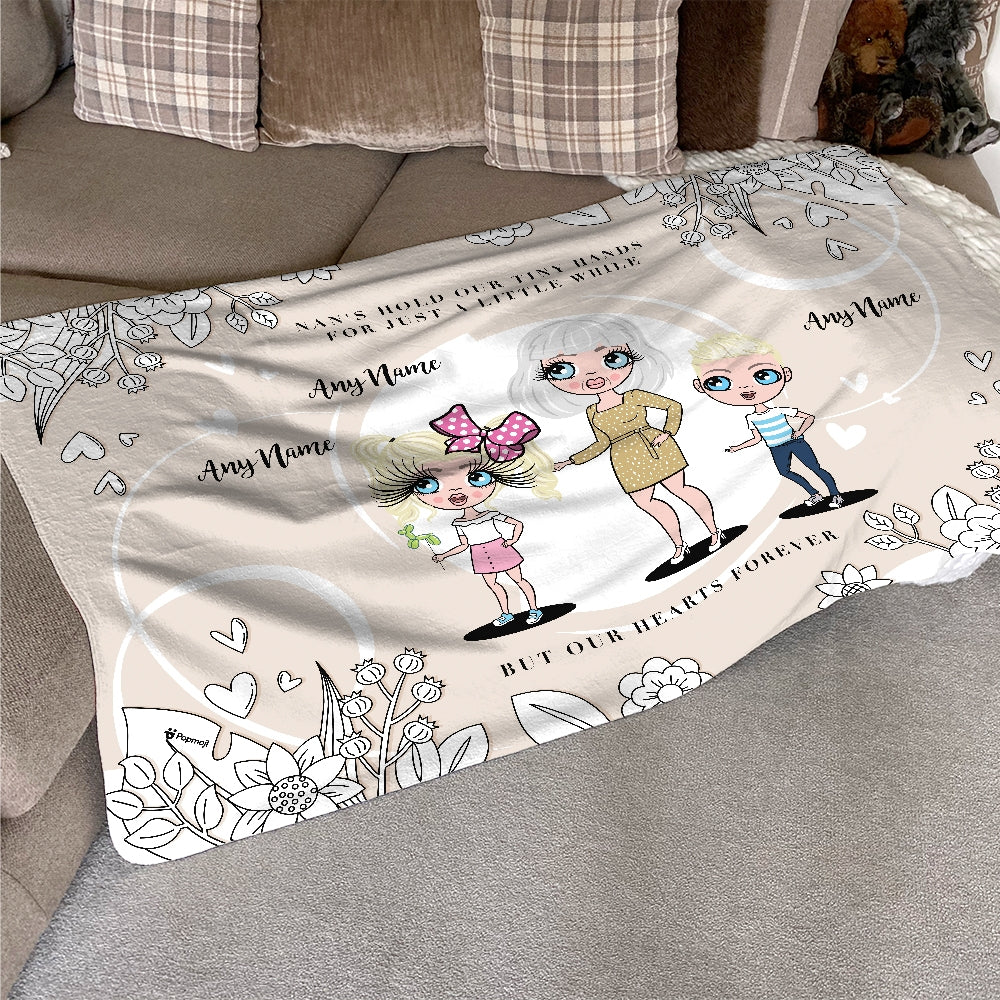 Multi Character Nan's Hold Our Heart Woman And 2 Children Fleece Blanket - Image 3