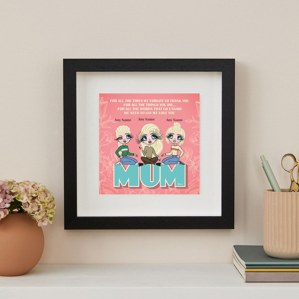 Multi Character Love You Mum and Daughters Personalised Framed Print - Image 3