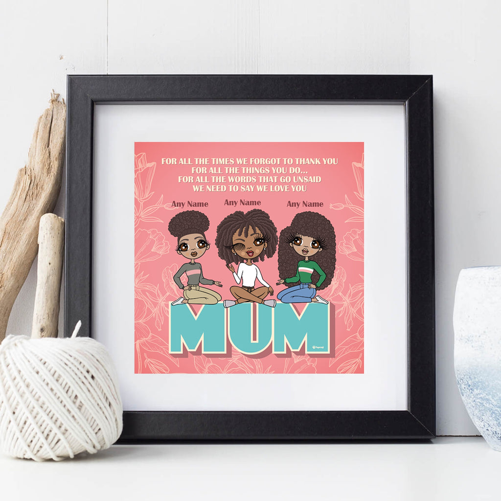 Multi Character Love You Mum and Daughters Personalised Framed Print - Image 1