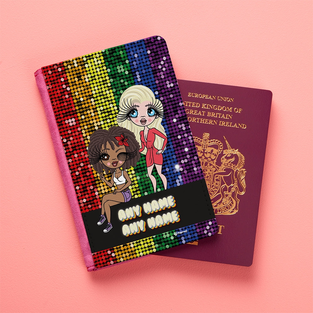 Multi Character Couples Glitter Pride Flag Passport Cover - Image 1