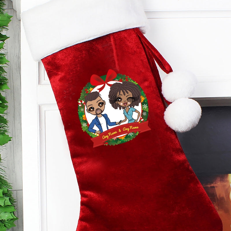 Multi Character Personalised Couples Wreath Christmas Stocking - Image 3
