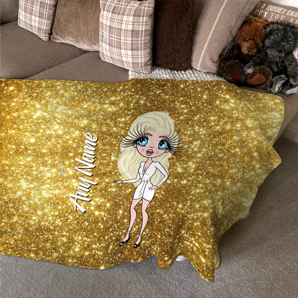 ClaireaBella Gold Glitter Effect Fleece Blanket