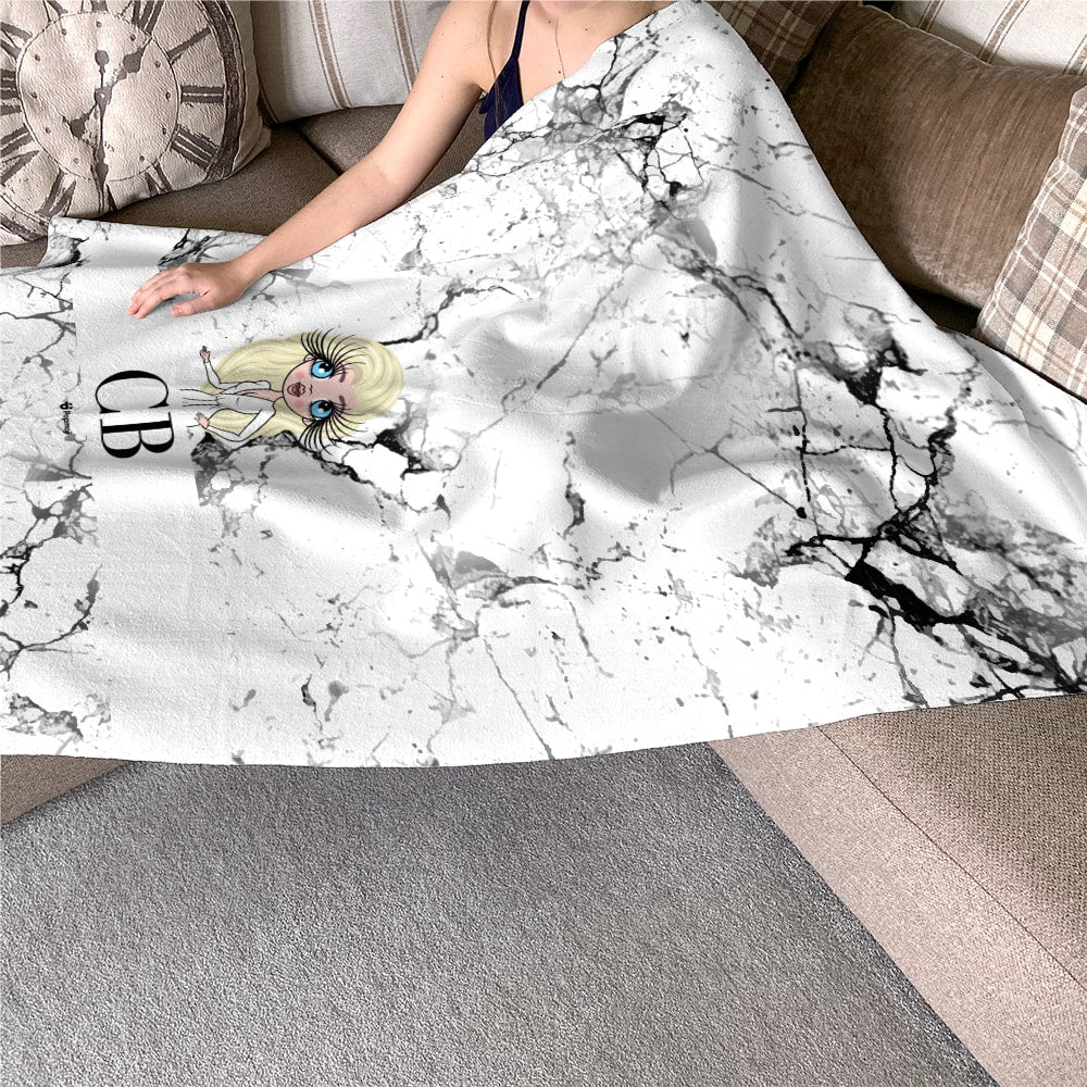 ClaireaBella Lux Collection Black and White Marble Fleece Blanket