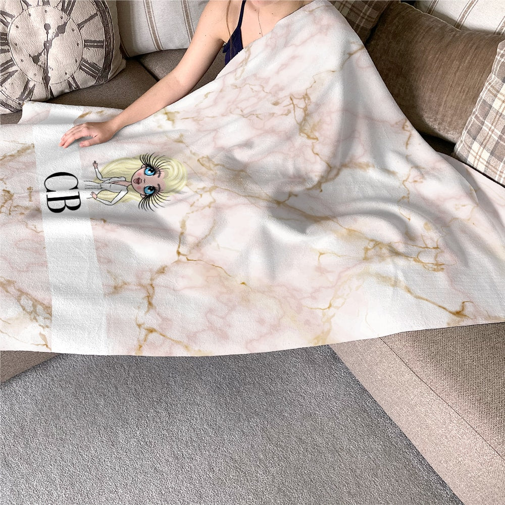 ClaireaBella Lux Collection Pink Marble Fleece Blanket