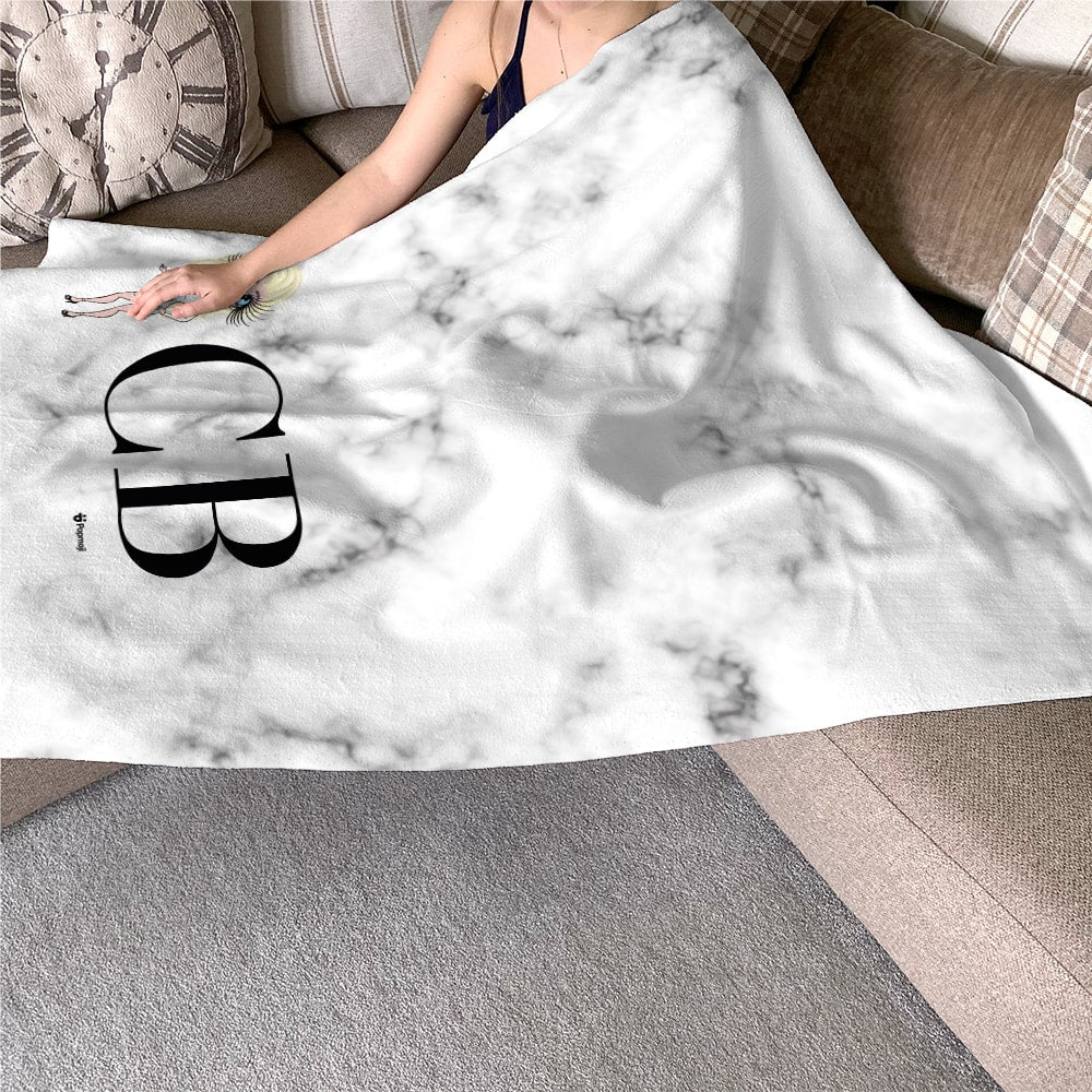 ClaireaBella Lux Collection White Marble Fleece Blanket