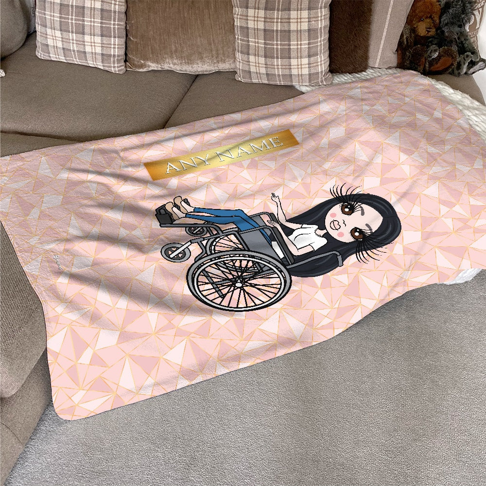 ClaireaBella Wheelchair Portrait Geo Print Fleece Blanket