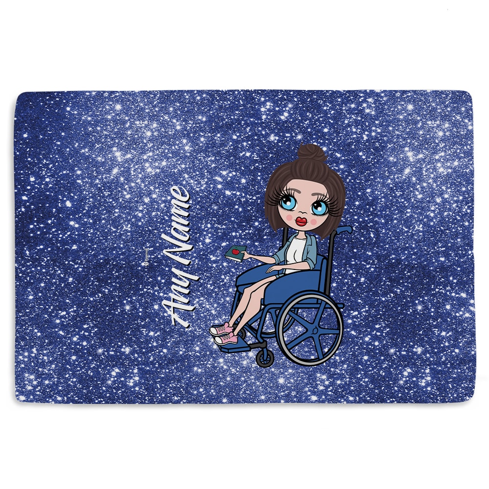 ClaireaBella Blue Glitter Effect Wheelchair Fleece Blanket