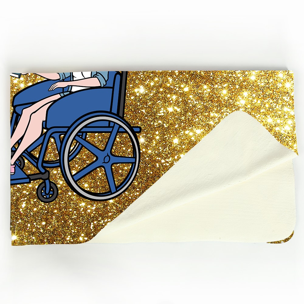 ClaireaBella Gold Glitter Effect Wheelchair Fleece Blanket