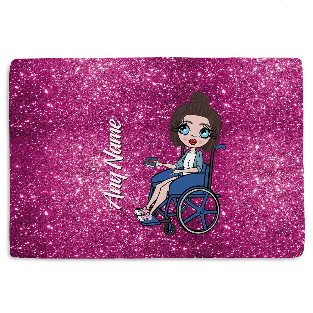 ClaireaBella Pink Glitter Effect Wheelchair Fleece Blanket