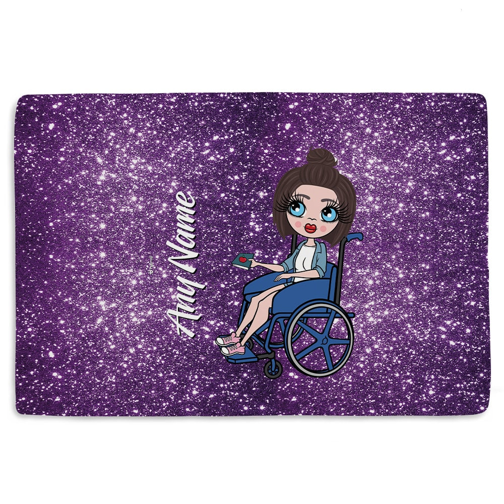 ClaireaBella Purple Glitter Effect Wheelchair Fleece Blanket