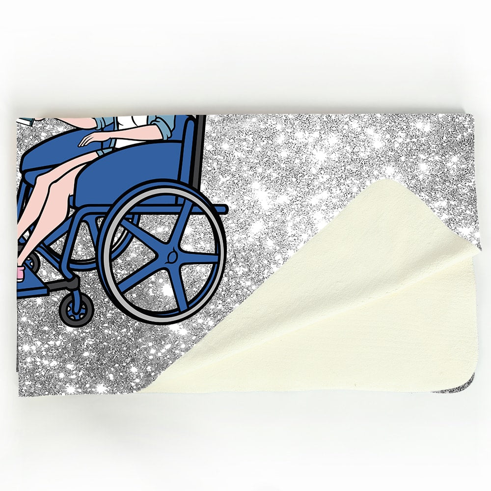 ClaireaBella Silver Glitter Effect Wheelchair Fleece Blanket