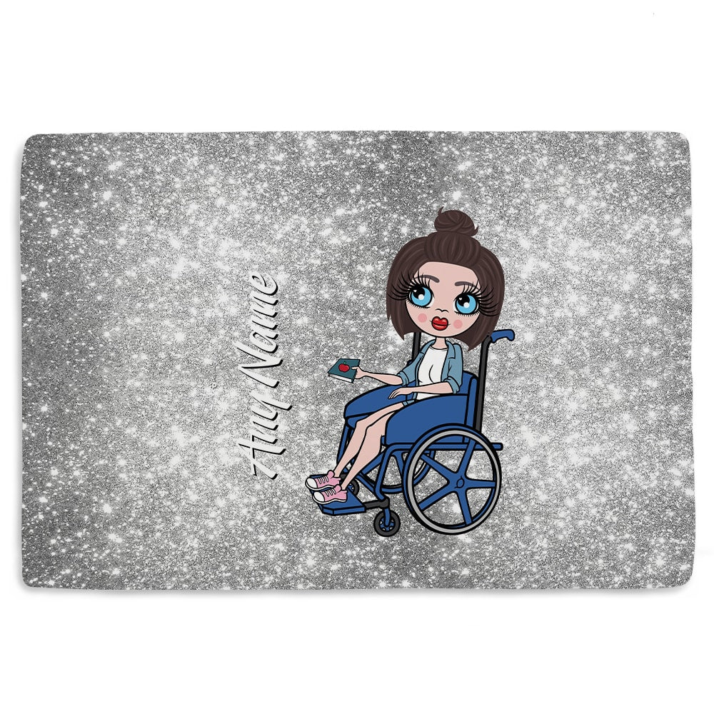 ClaireaBella Silver Glitter Effect Wheelchair Fleece Blanket