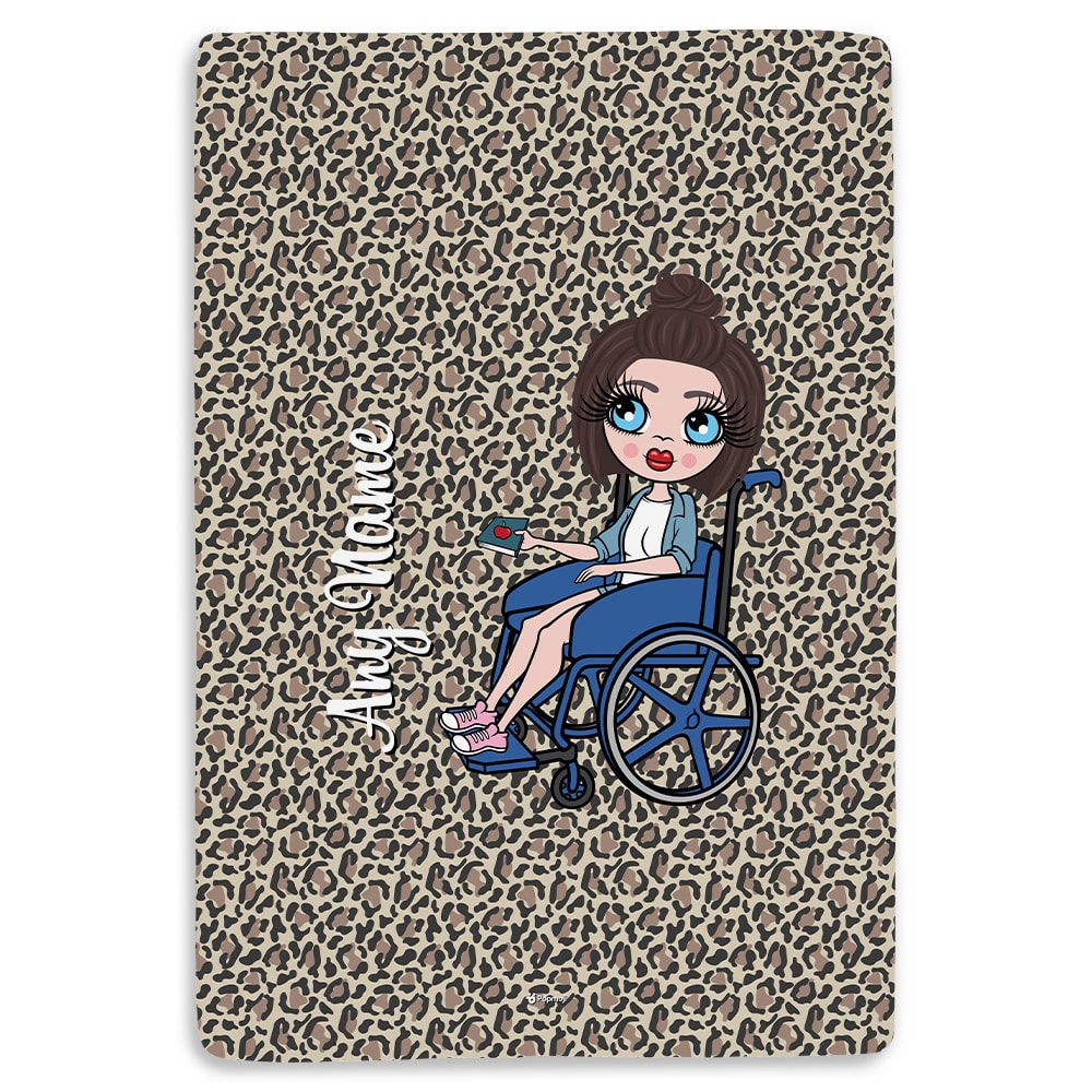 ClaireaBella Wheelchair Portrait Leopard Print Fleece Blanket