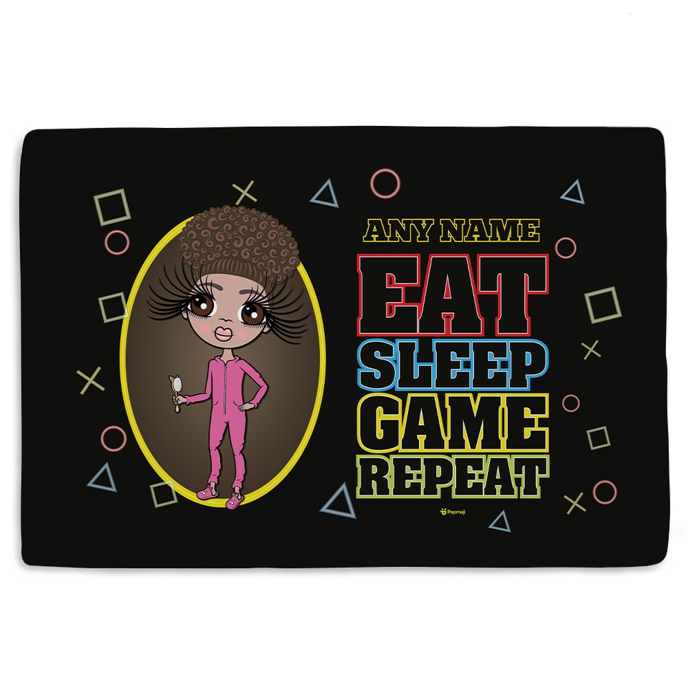 ClaireaBella Girls Eat Sleep Game Repeat Fleece Blanket
