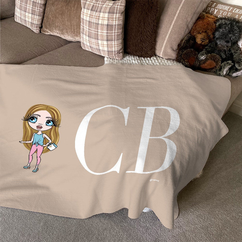 ClaireaBella Girls Lux Initial Nude Landscape Fleece Blanket