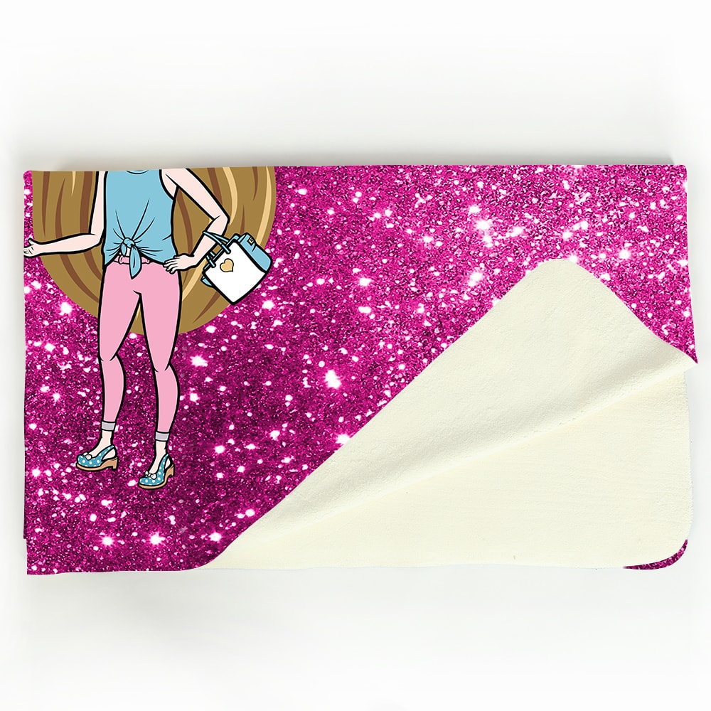ClaireaBella Girls Pink Glitter Effect Fleece Blanket