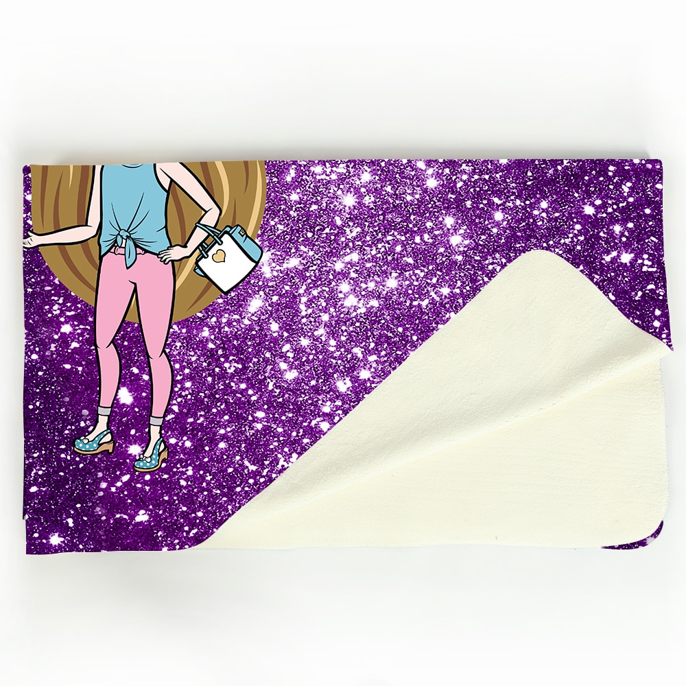 ClaireaBella Girls Purple Glitter Effect Fleece Blanket
