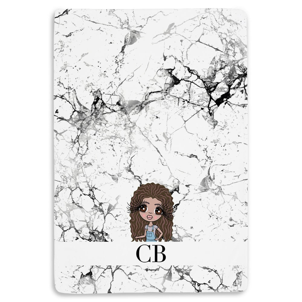 ClaireaBella Girls Lux Collection Black and White Marble Fleece Blanket
