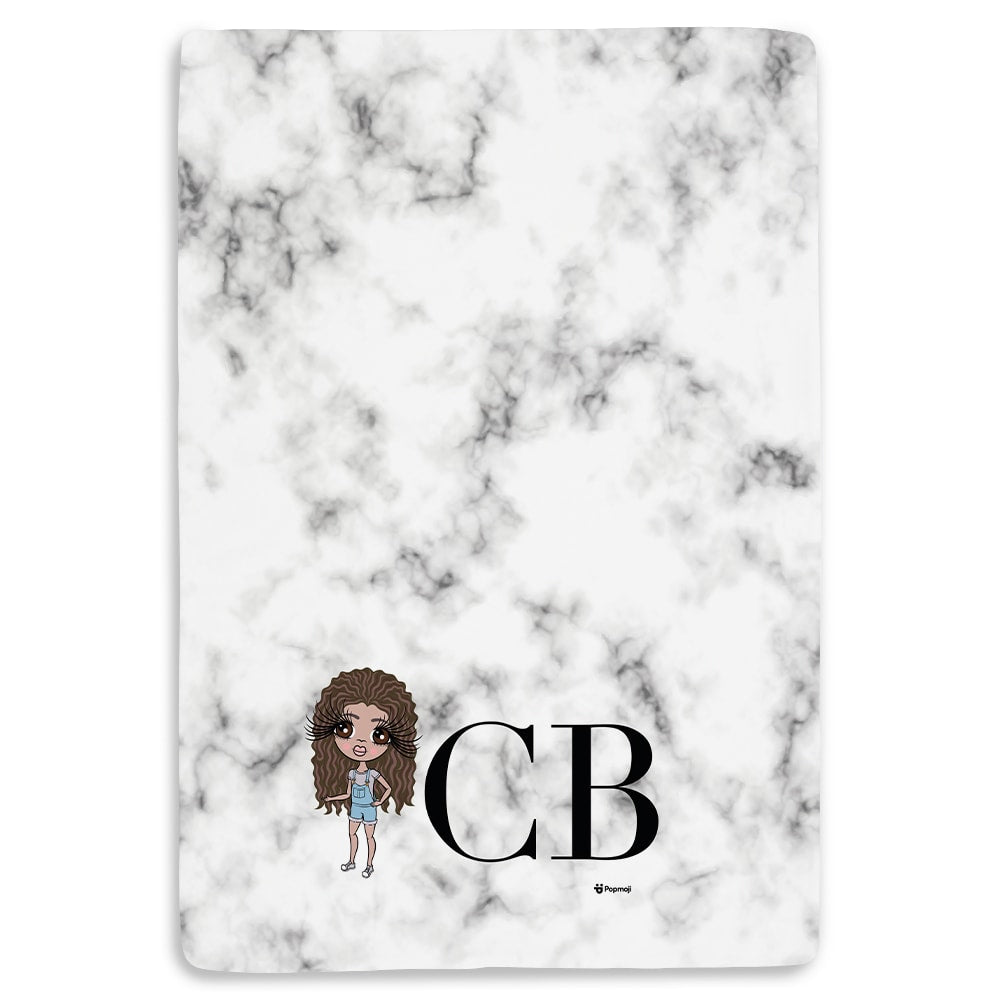 ClaireaBella Girls Lux Collection White Marble Fleece Blanket