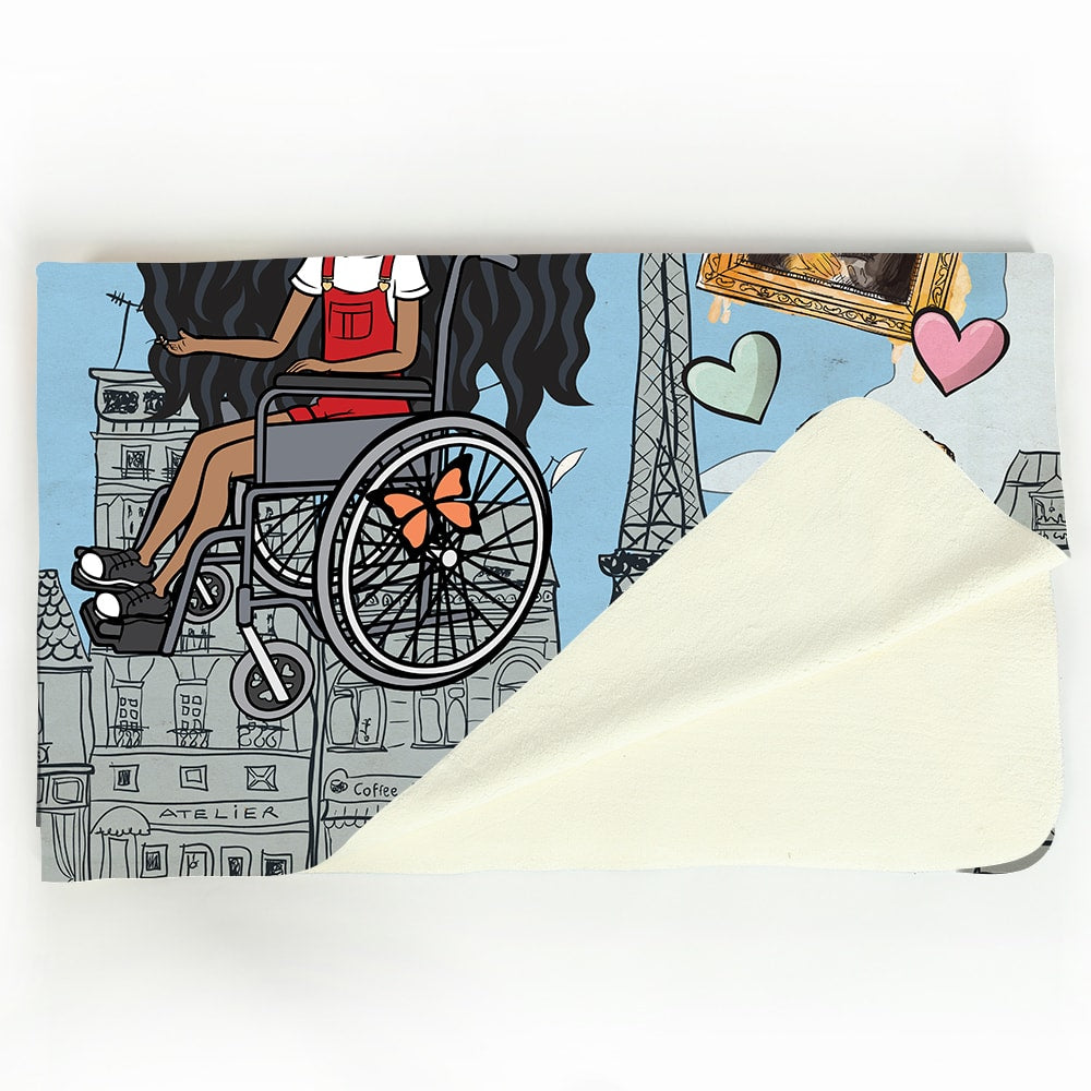 ClaireaBella Girls Love Paris Wheelchair Fleece Blanket