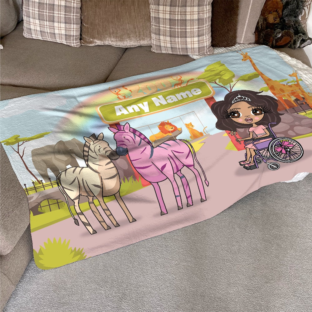 ClaireaBella Girls Zoo Wheelchair Fleece Blanket