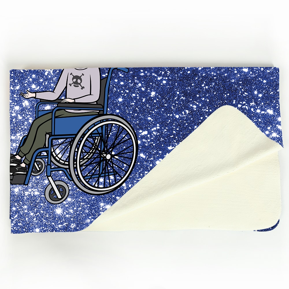 Jnr Boys Blue Glitter Effect Wheelchair Fleece Blanket