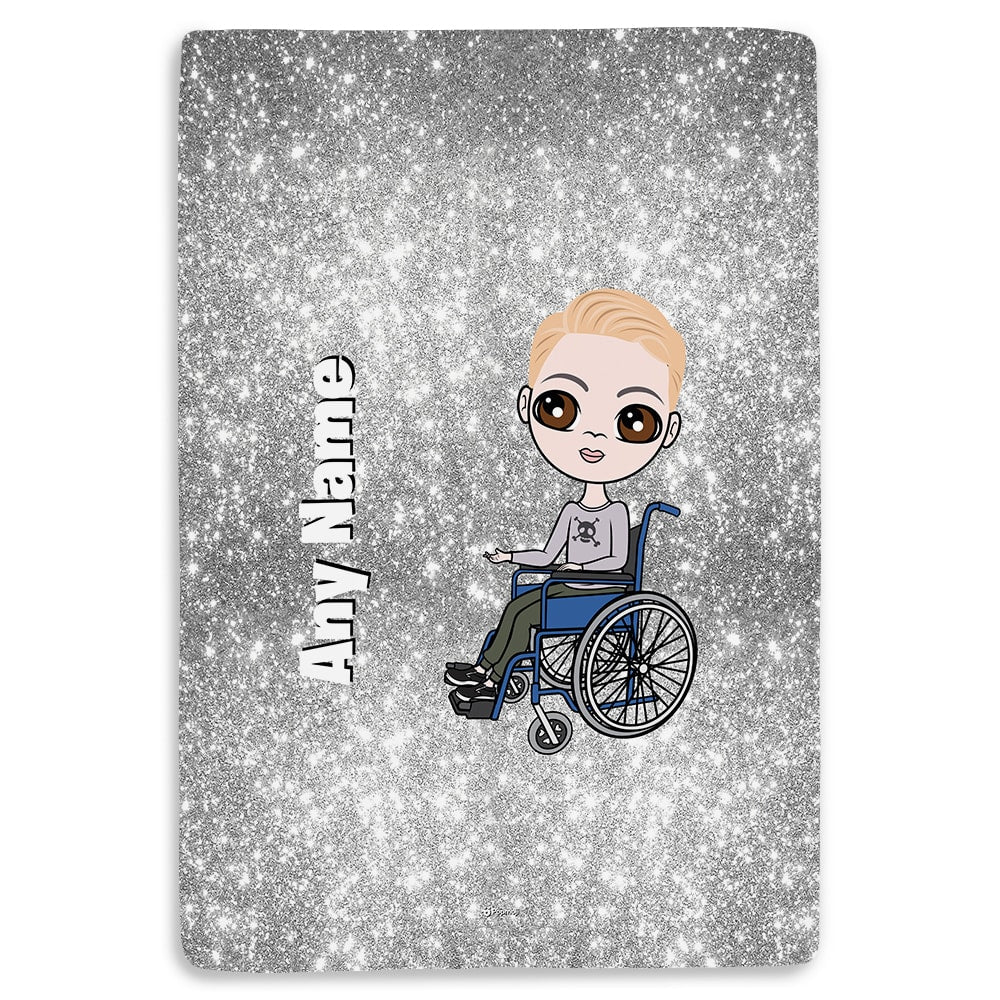 Jnr Boys Wheelchair Portrait Silver Glitter Effect Fleece Blanket