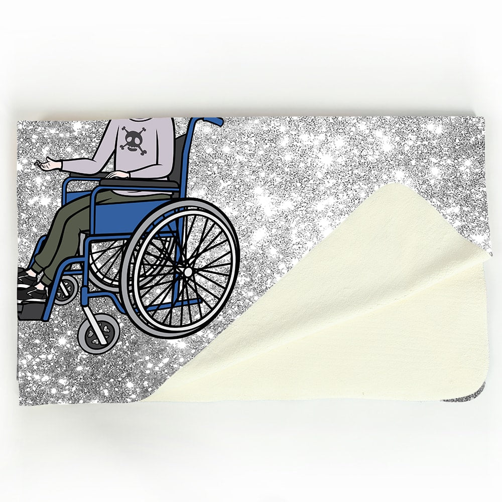 Jnr Boys Silver Glitter Effect Wheelchair Fleece Blanket