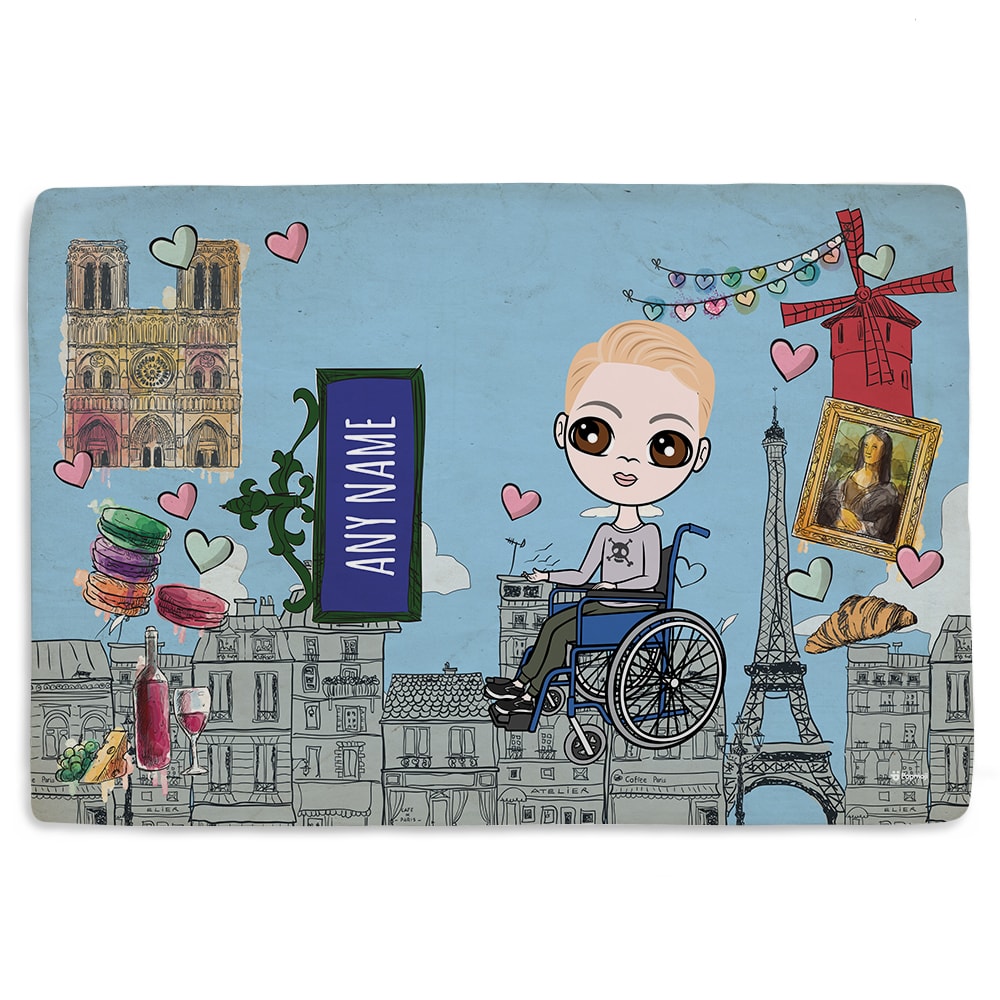 Jnr Boys Love Paris Wheelchair Fleece Blanket