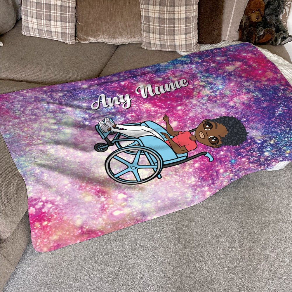 MrCB Wheelchair Portrait Galaxy Fleece Blanket