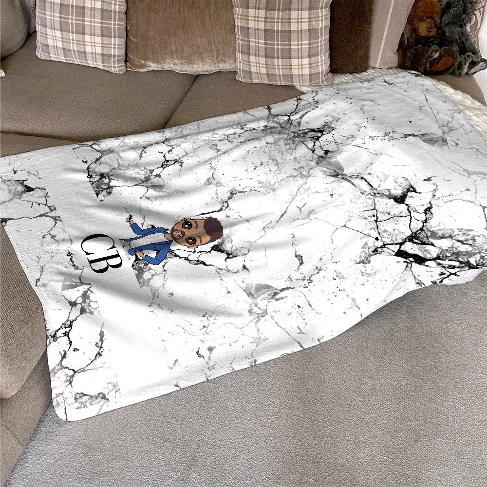 MrCB Lux Collection Black and White Marble Fleece Blanket