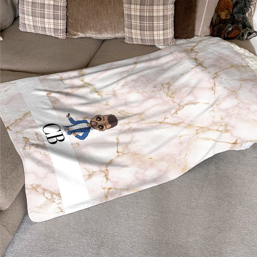 MrCB Lux Collection Pink Marble Fleece Blanket