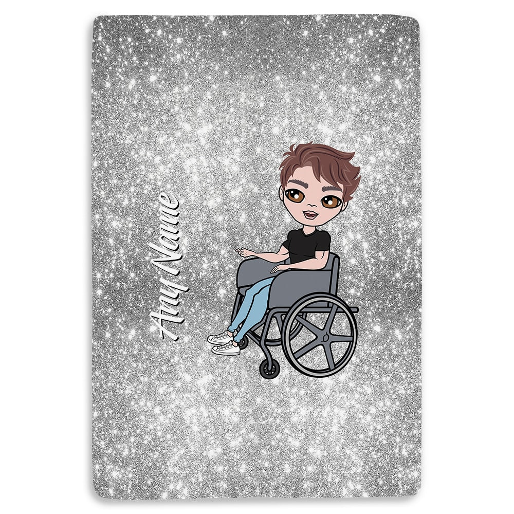 MrCB Wheelchair Portrait Silver Glitter Effect Fleece Blanket