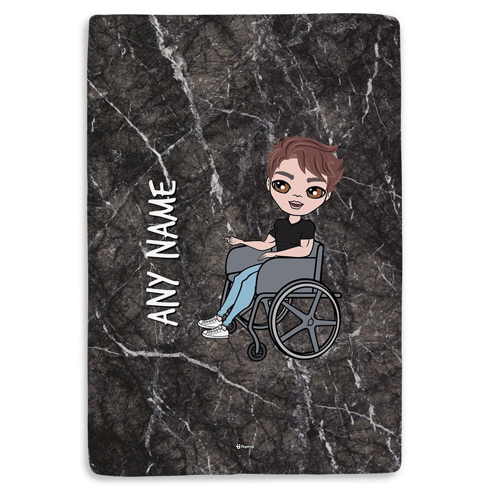 MrCB Wheelchair Portrait Marble Fleece Blanket