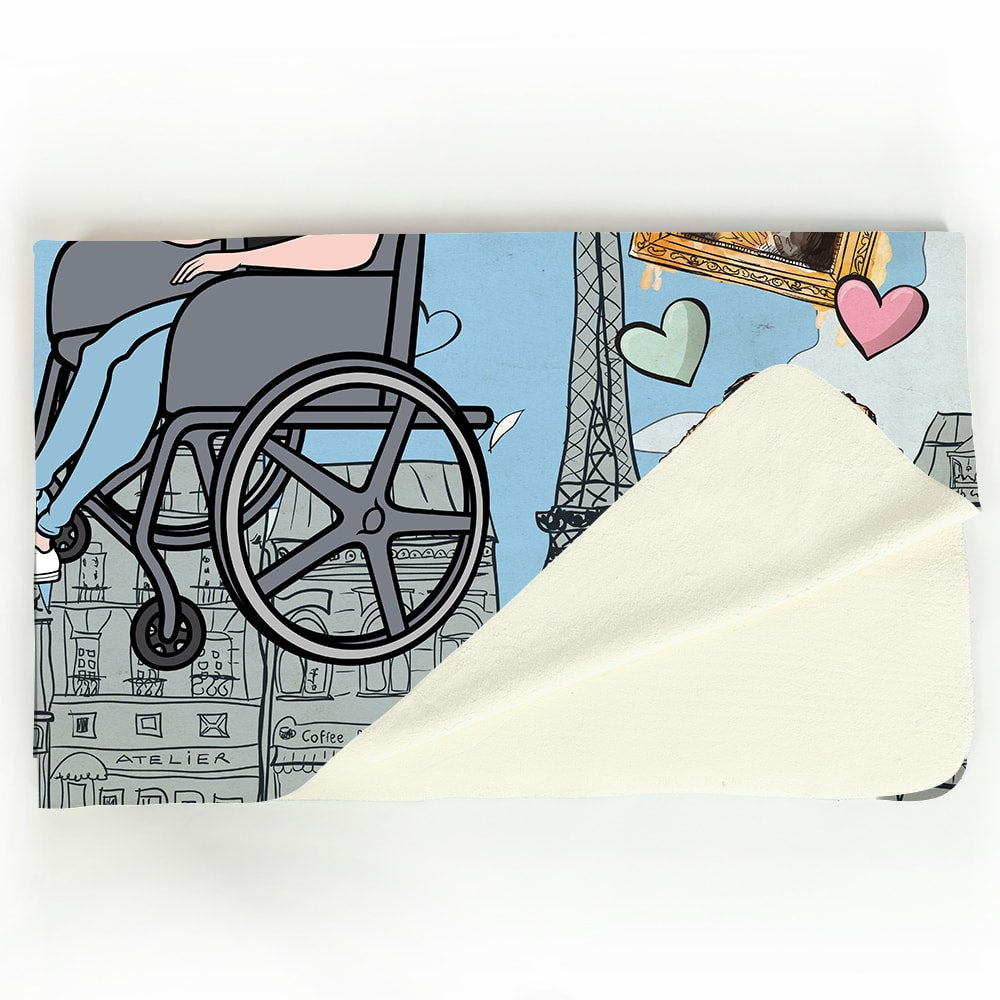 MrCB Love Paris Wheelchair Fleece Blanket