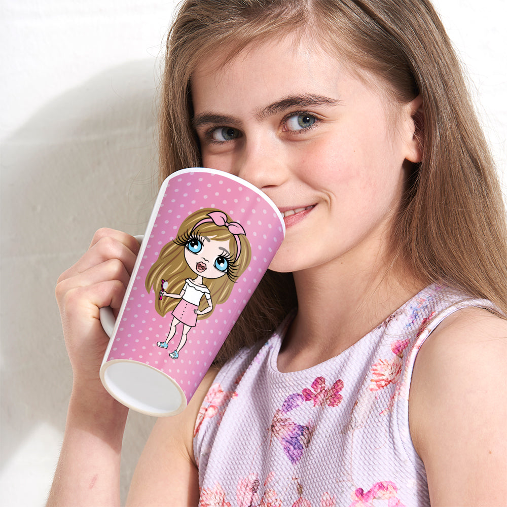 ClaireaBella Girls Pink Polka Dot Latte Mug