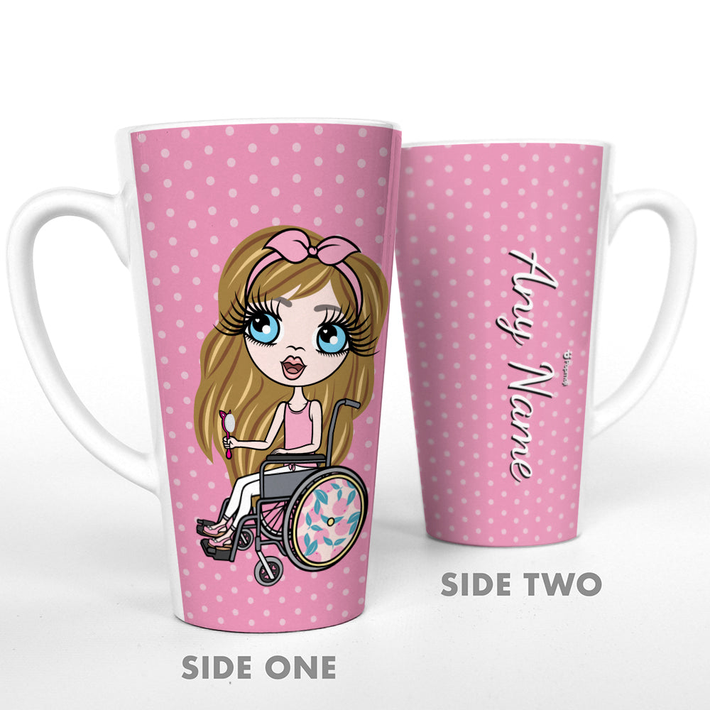ClaireaBella Girls Wheelchair Pink Polka Dot Latte Mug