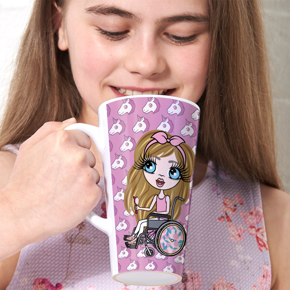 ClaireaBella Girls Wheelchair Unicorn Emoji Latte Mug