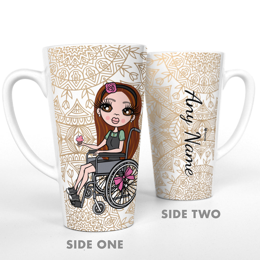 ClaireaBella Wheelchair Golden Lace Latte Mug