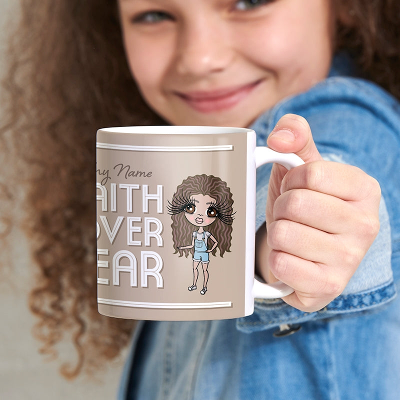 ClaireaBella Girls Personalised Faith Over Fear Mug - Image 1