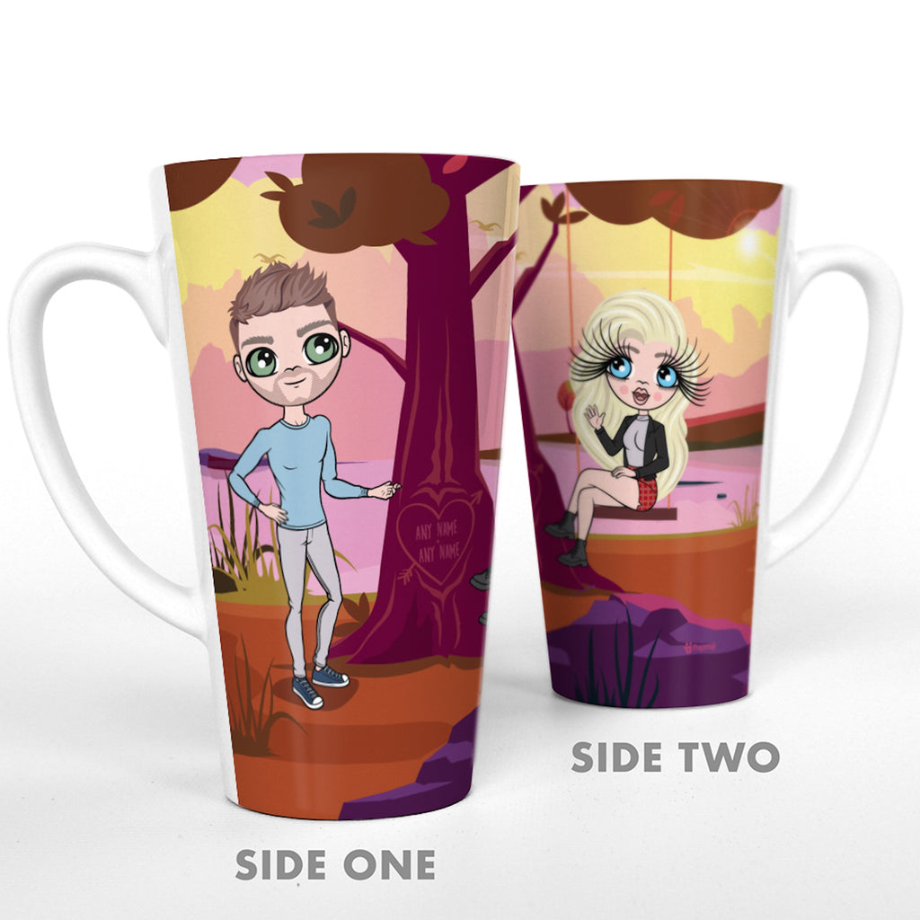 Multi Character Couples Love Tree Latte Mug - Image 1