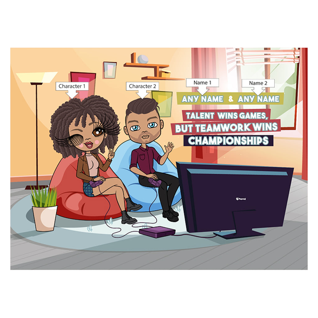 Multi Character Couples Gaming Together Latte Mug - Image 2
